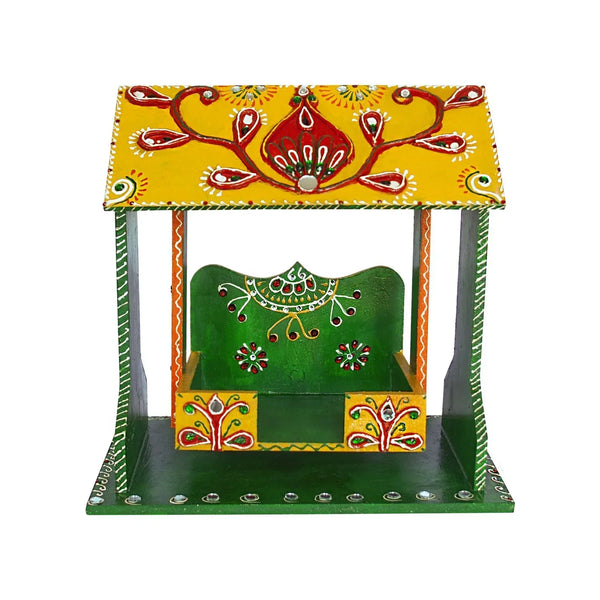 Yellow Wooden Swing Laddu Gopal Jhula