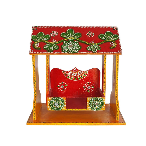 Red Wooden Swing Laddu Gopal Jhula