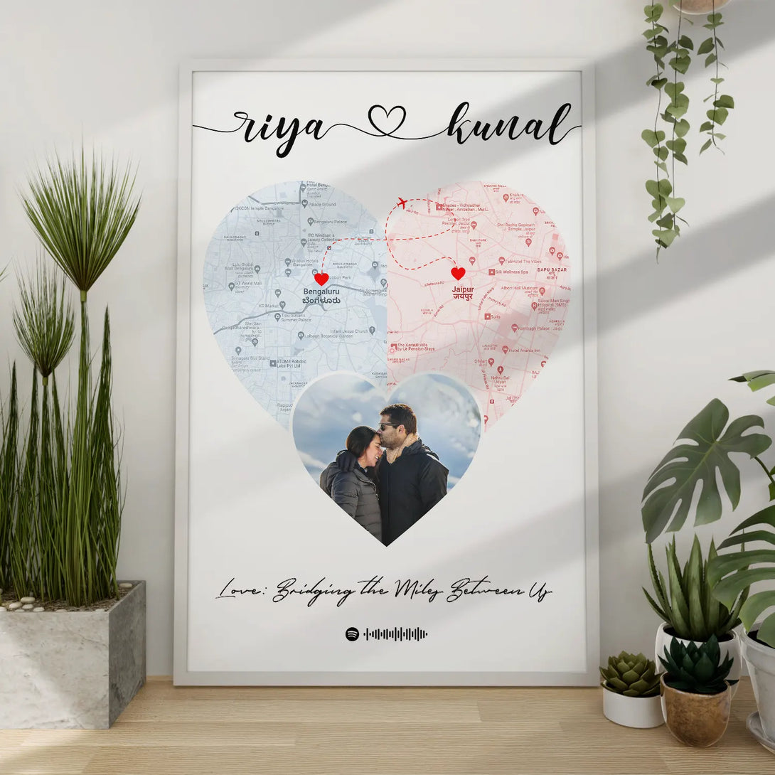 Map Pincture Personalized Distance Map Artwork Picture Frame – Ritwikas