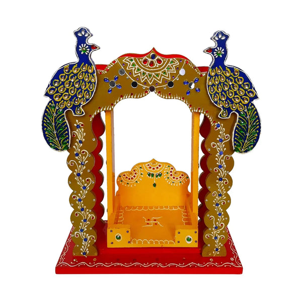 Brown Peacock Theme Swing Laddu Gopal Jhula