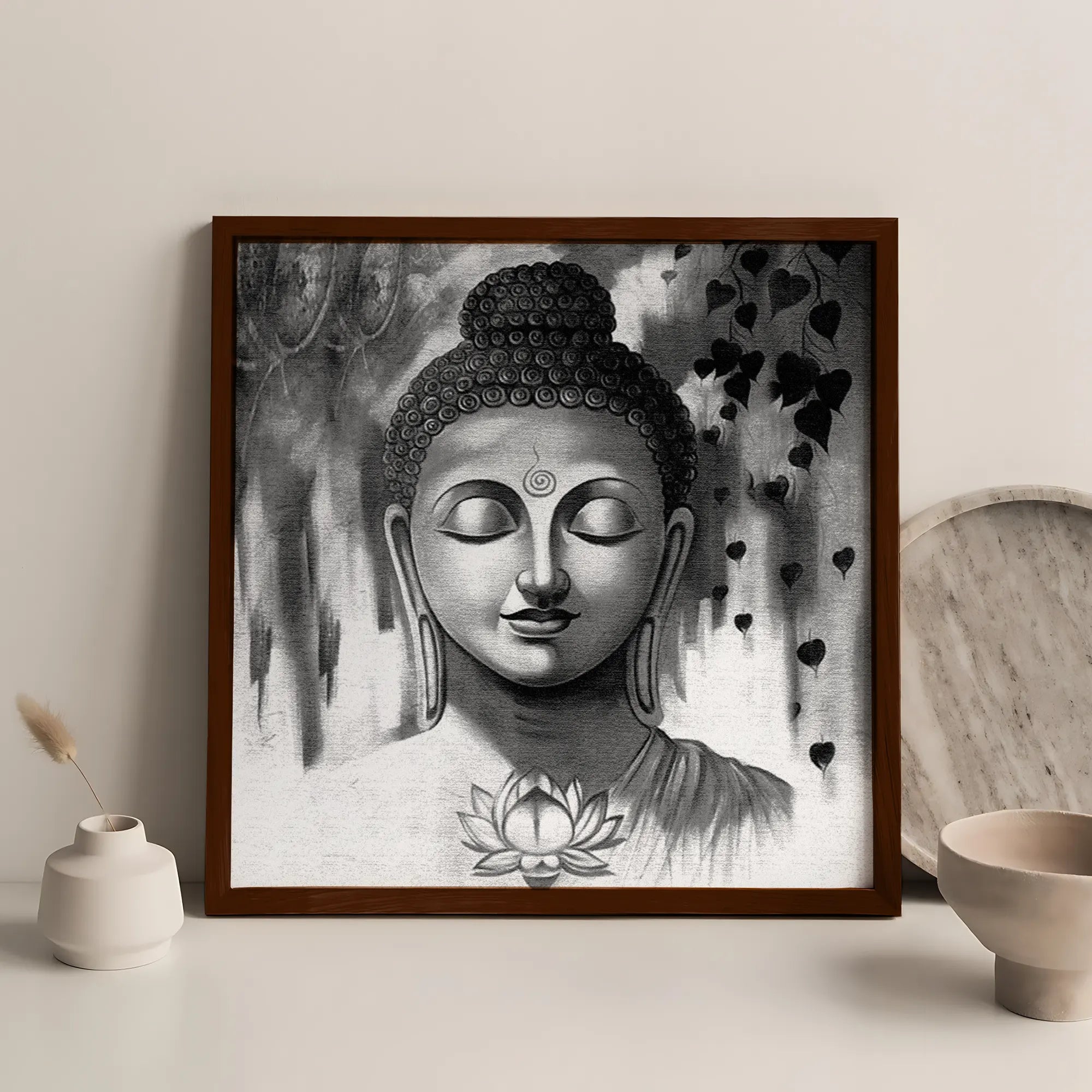 Buddha painting online black and white