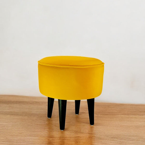 Round Pouffe Stool - Mustered Yellow