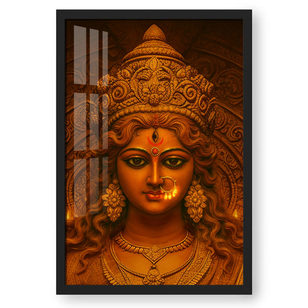 Black frame Maa Durga wall art for home decor