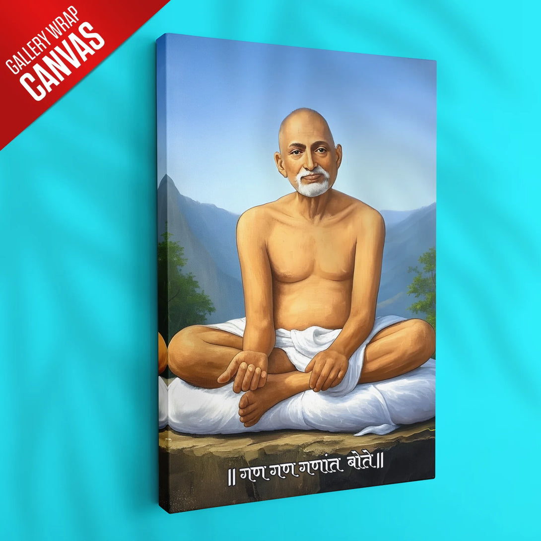 Gajanan Maharaj Ji inspired artwork on gallery wrap canvas for blessing