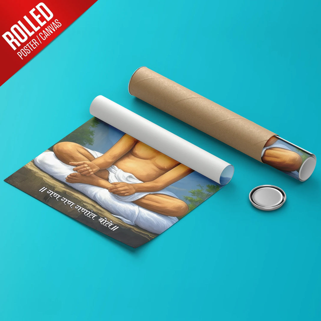 Gajanan Maharaj Ji spiritual art print on rolled paper for auspicious decor