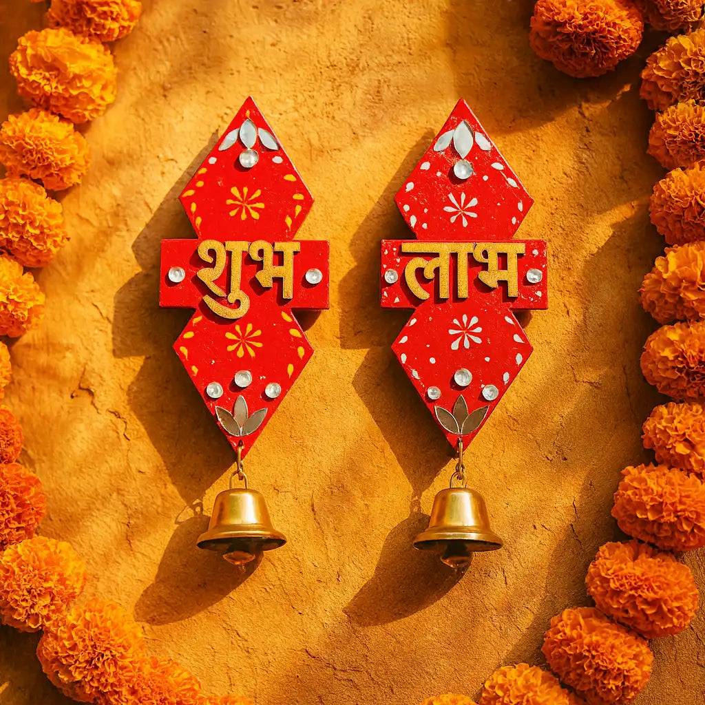 Red Hanging Wooden Shubh Labh Set – Ritwikas