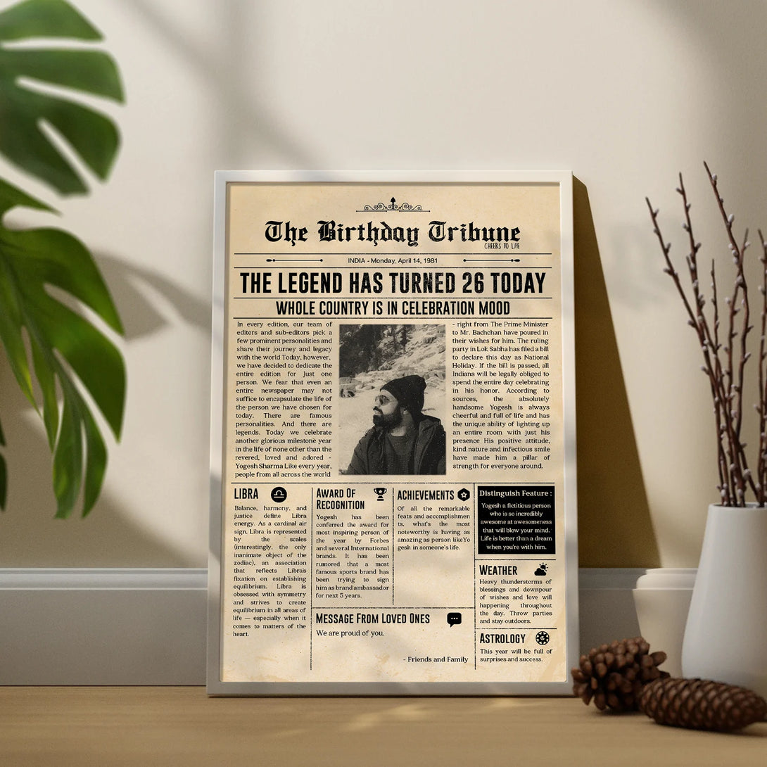 Personalized news headline wall art with name and message
