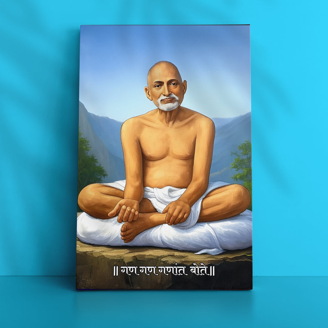 Sacred Gajanan Maharaj Ji wall hanging in gallery wrap canvas for prayer space