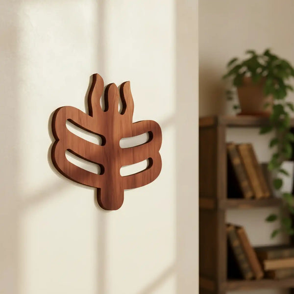 Wooden Tripund with Trishul Wall Art