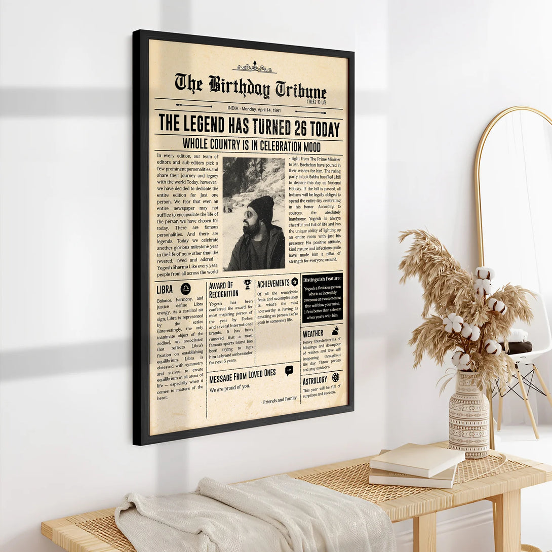 1Vintage style brown frame news page photo artwork
