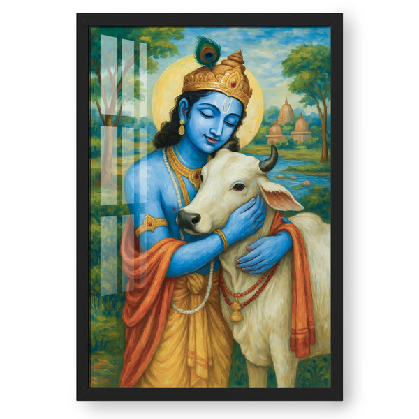 Krishna and Cow Vrindavan Painting