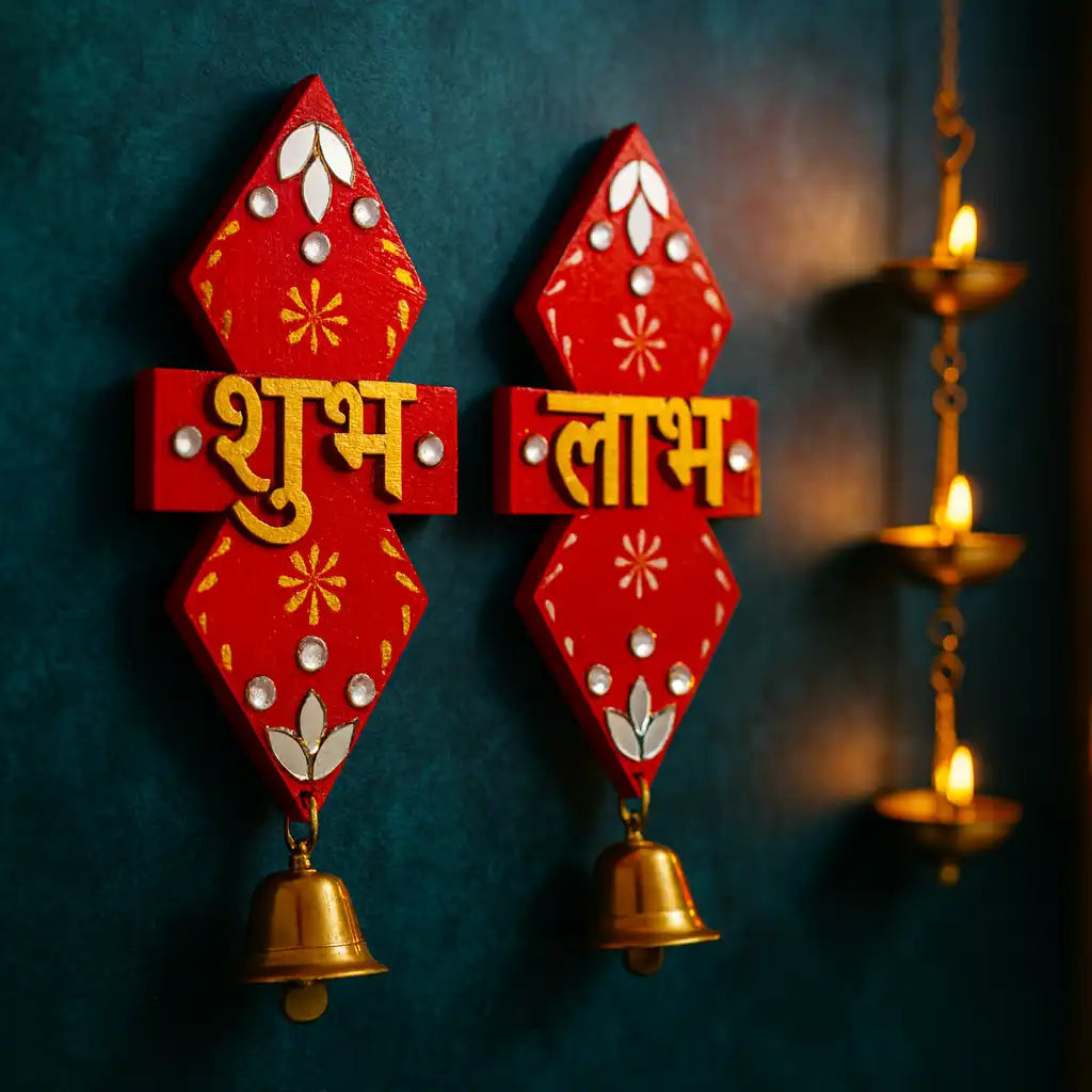 Red Hanging Wooden Shubh Labh Set – Ritwikas