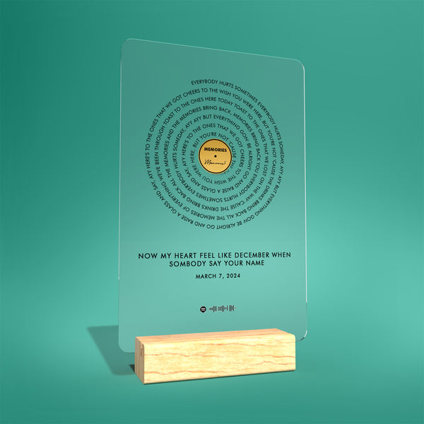 Spiral Lyrics Acrylic Plaque Spotify Code