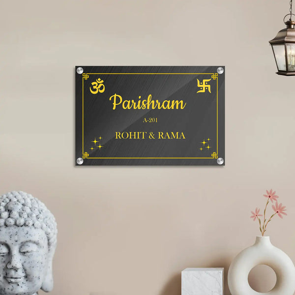 Acrylic Name Plate Grey Background