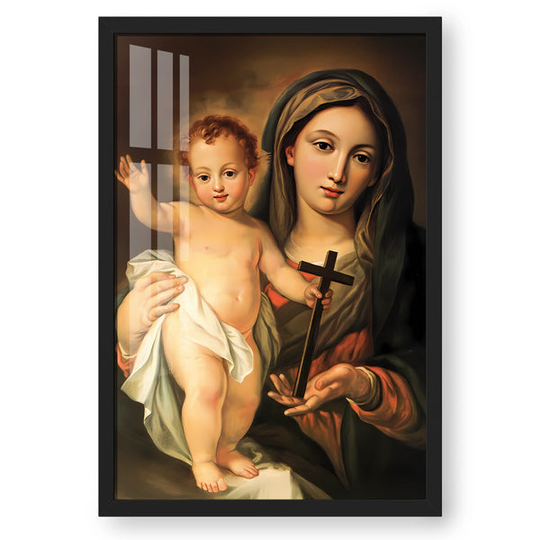 Divine Grace: Mother Mary Holding Baby Jesus – Sacred Catholic Artwork