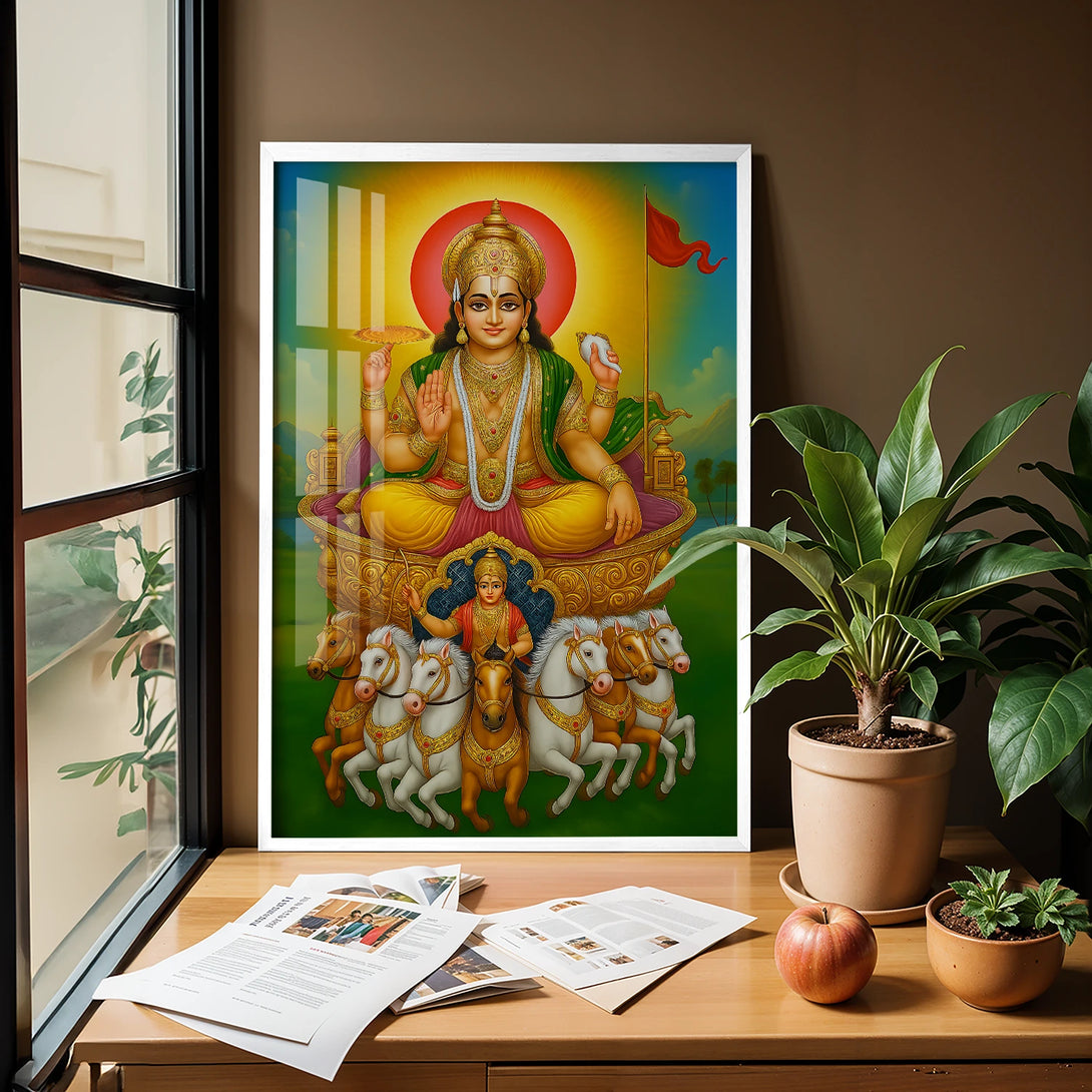 Surya Dev Rath Vector Vibrant Surya Dev Spiritual Artwork – Ritwikas