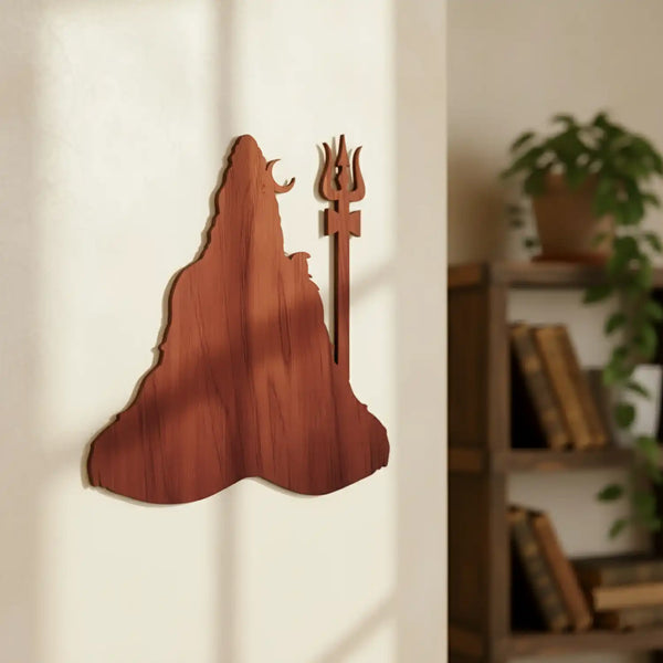 Wooden Shiva Sitting Cutout Wall Art For Home Temple & Wall Decor