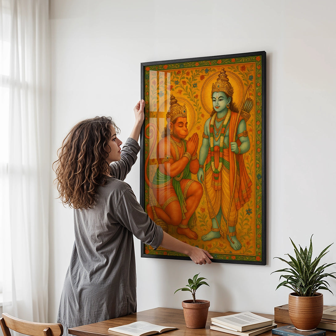 Shri Ram & Hanuman Pichwai Styled Artwork – Ritwikas