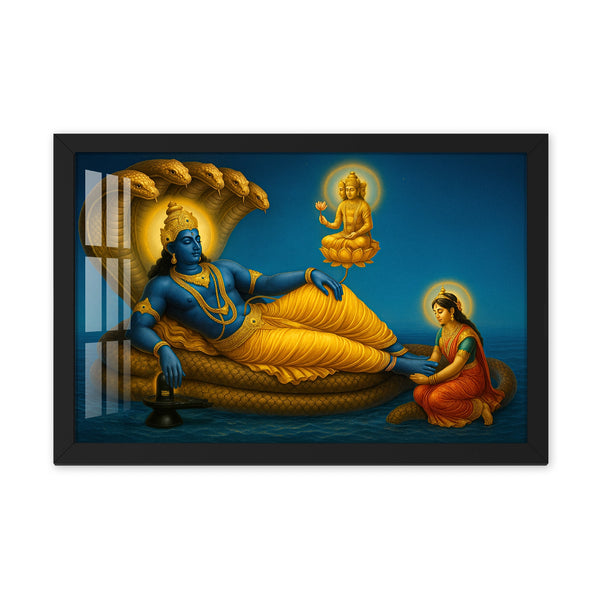 Vishnu in Ananta Shayan with Goddess Lakshmi
