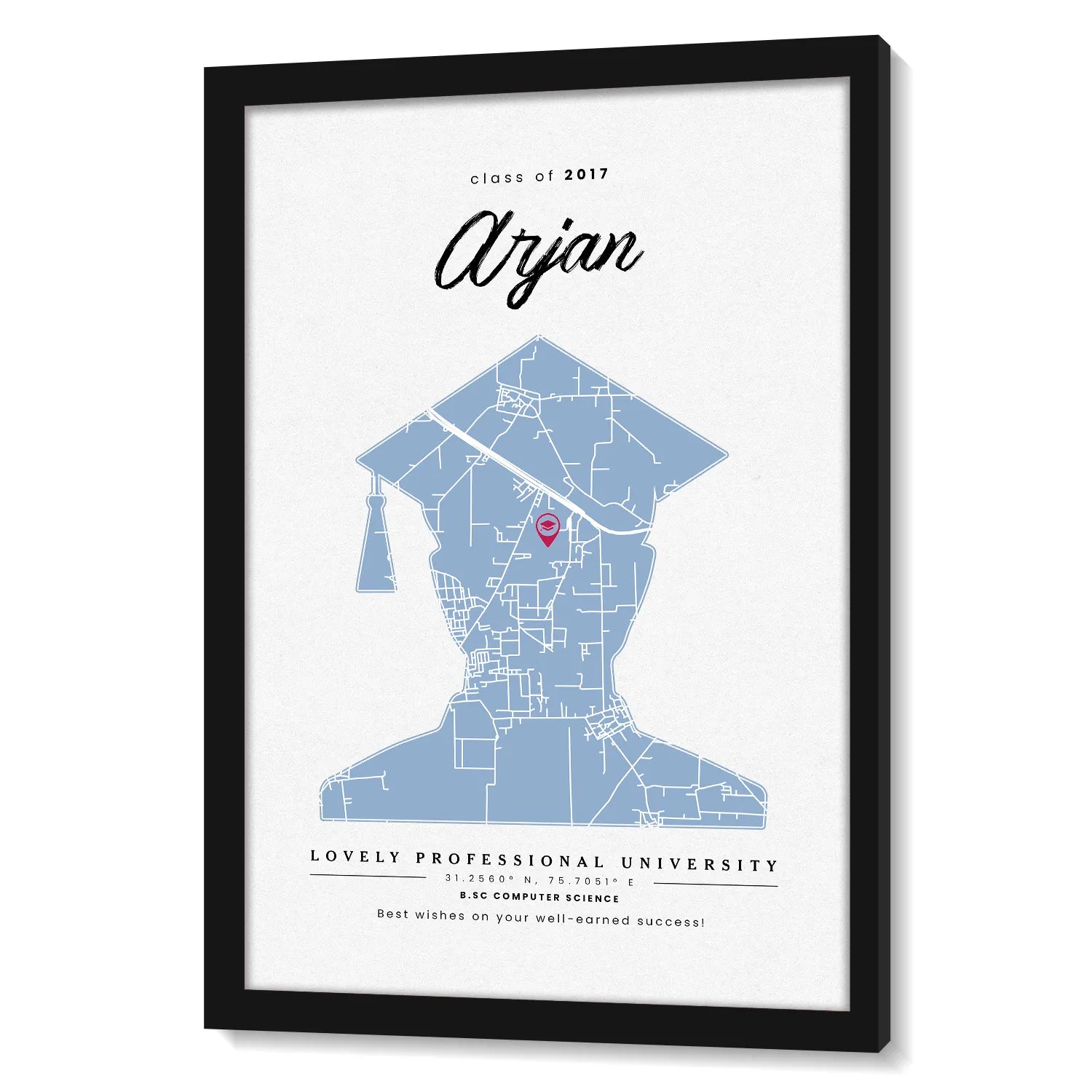 Personalized White Memory Wall Graduation Map For Him – Ritwikas