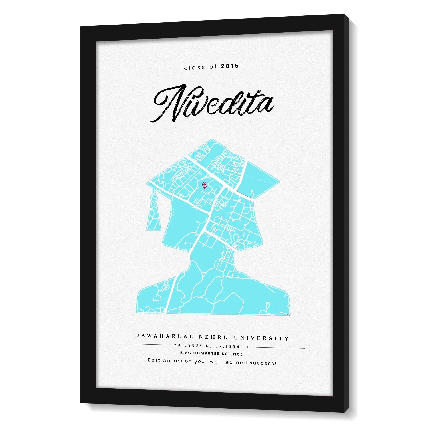Personalized White Memory Wall Graduation Map For Her – Ritwikas