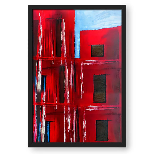 Multistory Red Apartment - Oil Paint Style