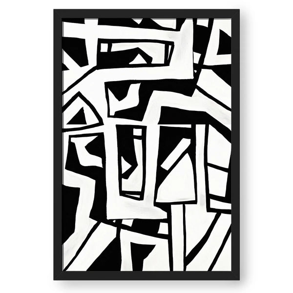 Geometric Block Art - Black & White