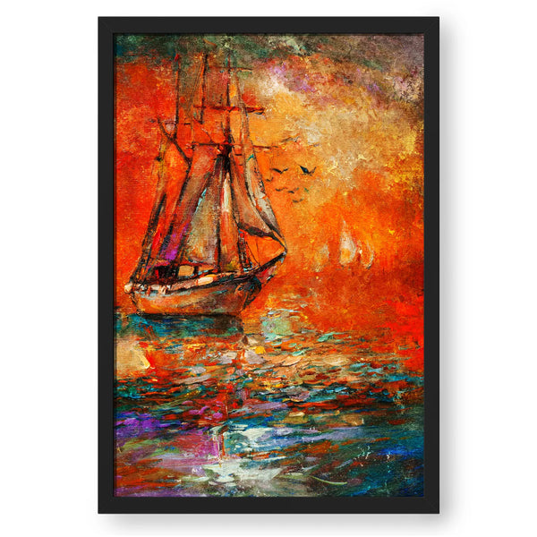 Sailing Boat Sunset - Abstract Multicolored