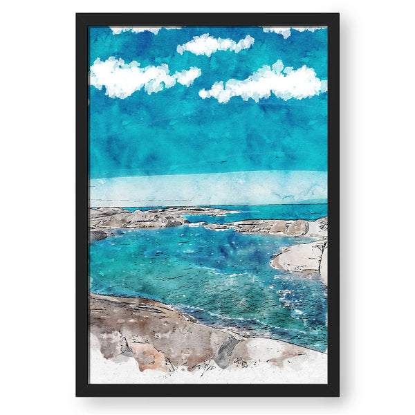 Sea And Rocks - Watercolor Style