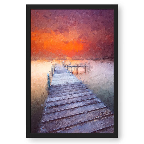 Sunset At Dock - Brush Stroke Style