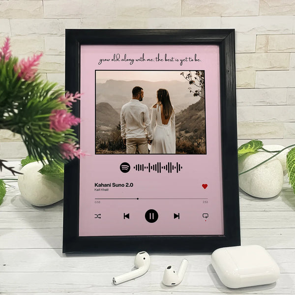 Customized Desk Music Frame With Photo - Baby Pink