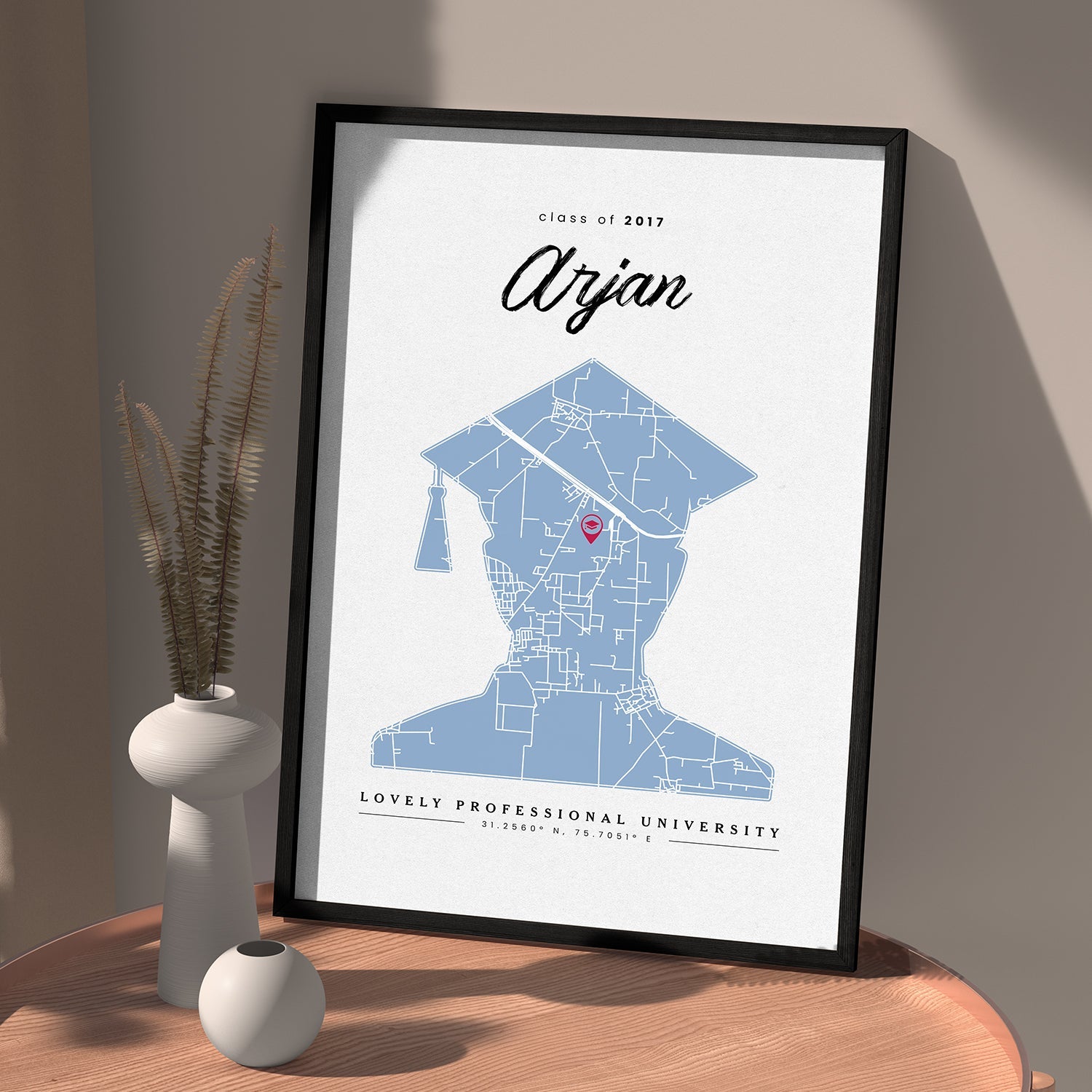 Personalized White Memory Wall Graduation Map For Him – Ritwikas