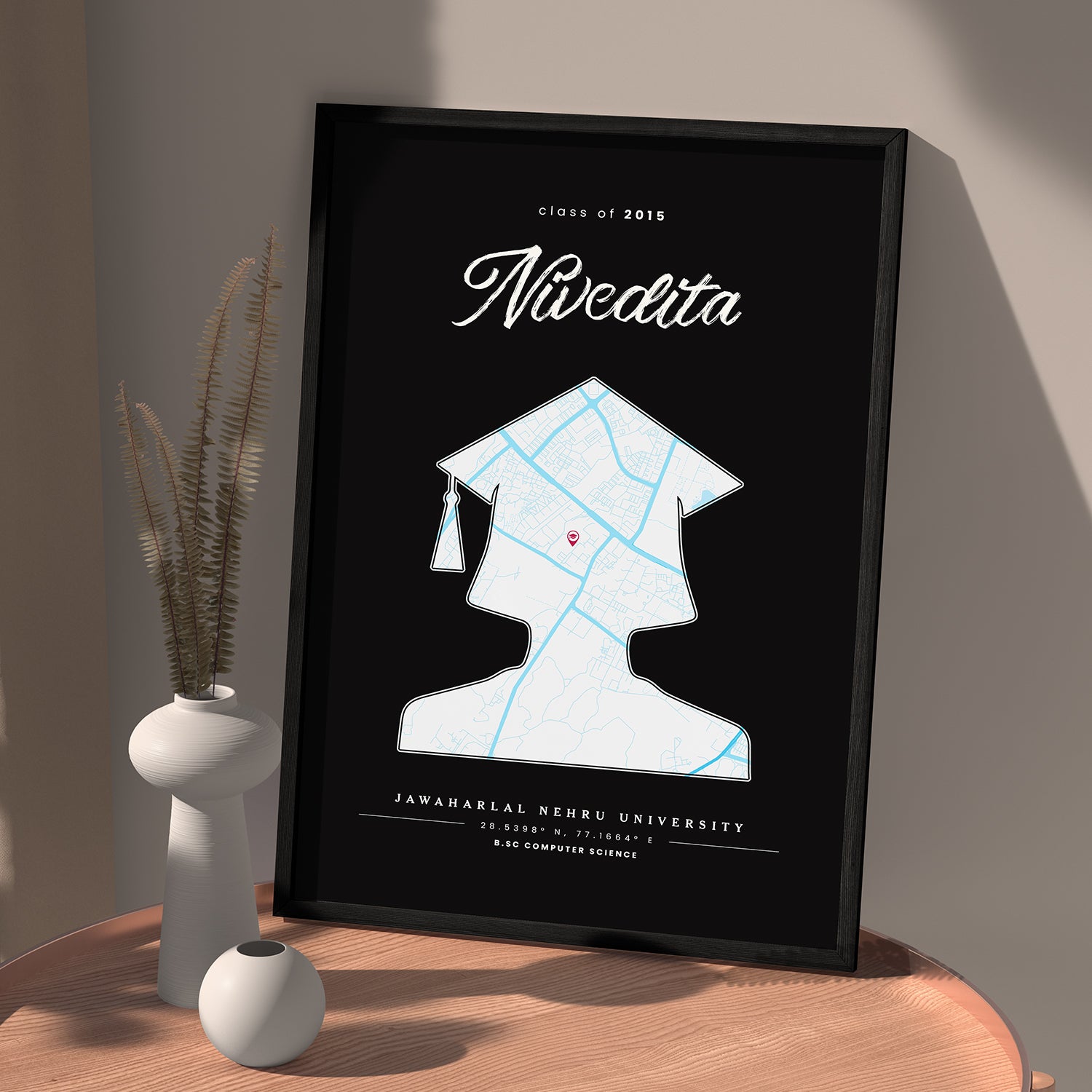 Graduation Cap Map Personalized Black Memory Wall Graduation Map For Her – Ritwikas