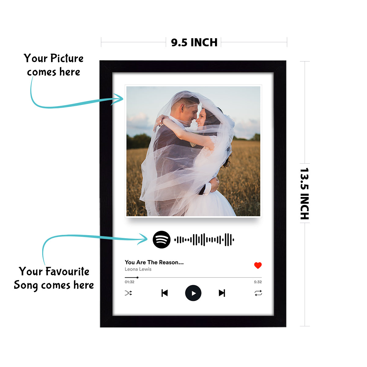 Personalized Rectangular Music Frame with Scannable Spotify QR Code ...